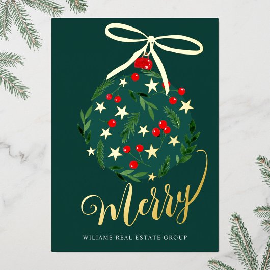 メリークリスマス企業のの挨拶金ゴールド 箔シーズンカード