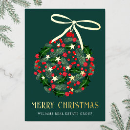 メリークリスマス企業のの挨拶金ゴールド 箔シーズンカード