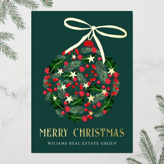 メリークリスマス企業のの挨拶金ゴールド 箔シーズンカード