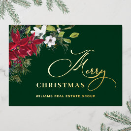 メリークリスマス企業のの挨拶金ゴールド 箔シーズンカード