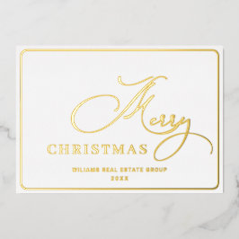 メリークリスマス企業のの挨拶金ゴールド 箔シーズンカード