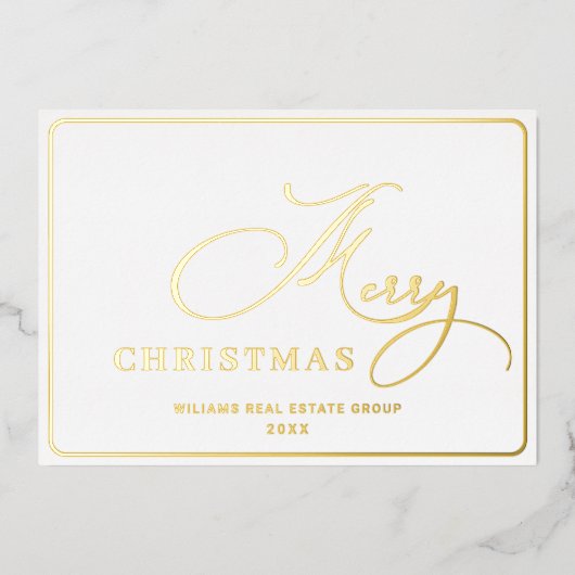 メリークリスマス企業のの挨拶金ゴールド 箔シーズンカード (正面)