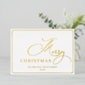 メリークリスマス企業のの挨拶金ゴールド 箔シーズンカード (立ち正面)