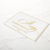 メリークリスマス企業のの挨拶金ゴールド 箔シーズンカード (回転した状態)