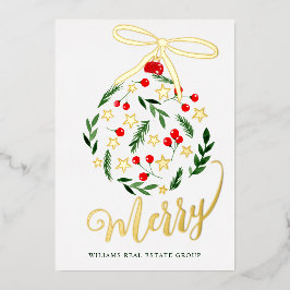 メリークリスマス企業のの挨拶金ゴールド 箔シーズンカード