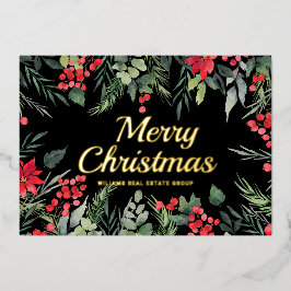 メリークリスマス企業のの挨拶金ゴールド 箔シーズンカード