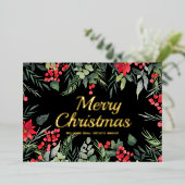 メリークリスマス企業のの挨拶金ゴールド 箔シーズンカード (立ち正面)