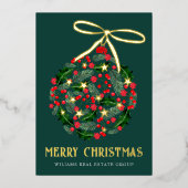 メリークリスマス企業のの挨拶金ゴールド 箔シーズンカード (正面)