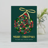 メリークリスマス企業のの挨拶金ゴールド 箔シーズンカード (立ち正面)