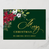 メリークリスマス企業のの挨拶金ゴールド 箔シーズンカード (正面)