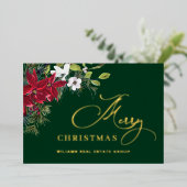 メリークリスマス企業のの挨拶金ゴールド 箔シーズンカード (立ち正面)