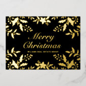 メリークリスマス企業のの挨拶金ゴールド 箔シーズンカード (正面)