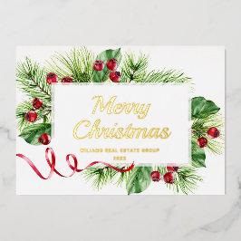 メリークリスマス企業のの挨拶金ゴールド 箔シーズンカード