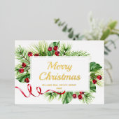 メリークリスマス企業のの挨拶金ゴールド 箔シーズンカード (立ち正面)