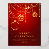 メリークリスマス企業のの挨拶金ゴールド 箔シーズンポストカード (正面)