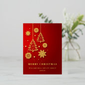 メリークリスマス企業のの挨拶金ゴールド 箔シーズンポストカード (立ち正面)