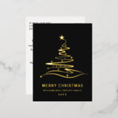 メリークリスマス企業のの挨拶金ゴールド 箔シーズンポストカード (正面/裏面)