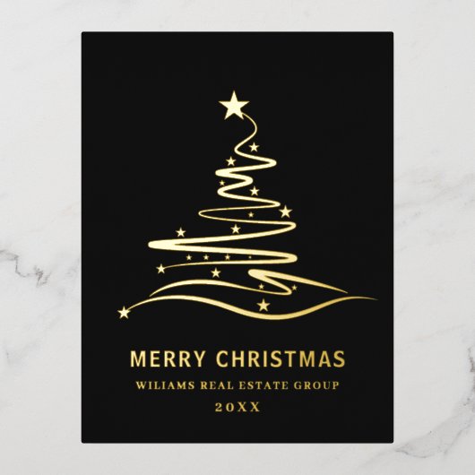 メリークリスマス企業のの挨拶金ゴールド 箔シーズンポストカード (正面)