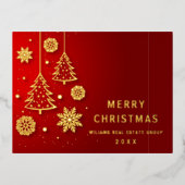 メリークリスマス企業のの挨拶金ゴールド 箔シーズンポストカード (正面)