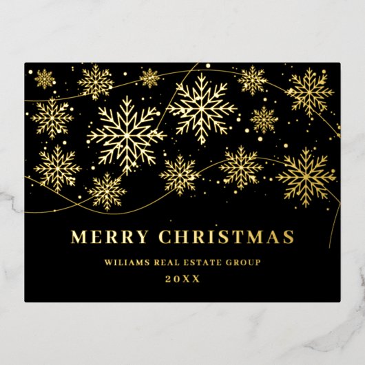 メリークリスマス企業のの挨拶金ゴールド 箔シーズンポストカード (正面)