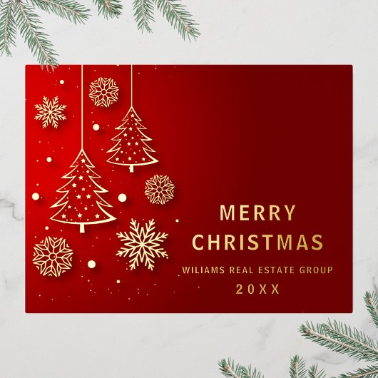 メリークリスマス企業のの挨拶金ゴールド 箔シーズンポストカード