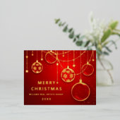 メリークリスマス企業のの挨拶金ゴールド 箔シーズンポストカード (立ち正面)