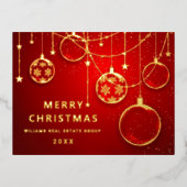 メリークリスマス企業のの挨拶金ゴールド 箔シーズンポストカード (正面)