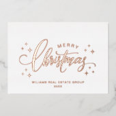 メリークリスマス企業のグリーティングバラ金ゴールド 箔シーズンカード (正面)