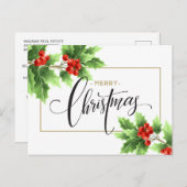 メリークリスマス企業のグリーティングホリデー ポストカード (正面/裏面)