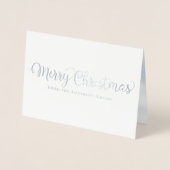 メリークリスマス企業のスノーホリデーシルバー 箔カード (正面)