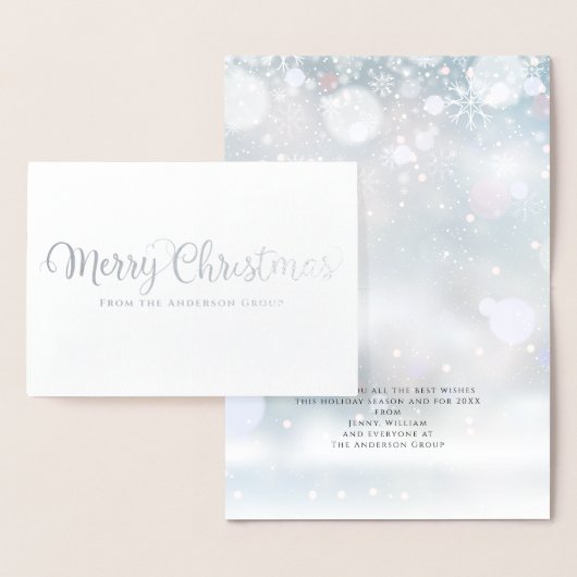 メリークリスマス企業のスノーホリデーシルバー 箔カード (ディスプレー)