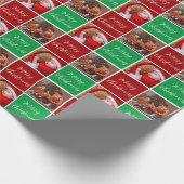 メリークリスマス休暇の家族の写真コラージュ赤 ラッピングペーパー (角)