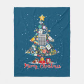 メリークリスマス会計士サンタクリスマスツリーCPA Acc フリースブランケット (正面)