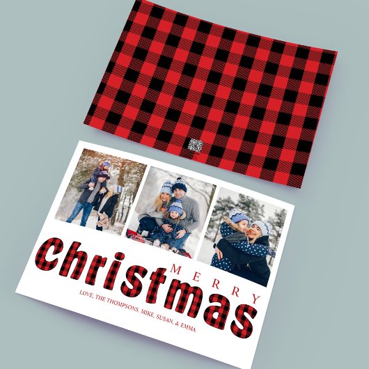 メリークリスマス伝統的シンプルバッファローチェック シーズンカード