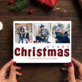 メリークリスマス伝統的シンプルバッファローチェック シーズンカード