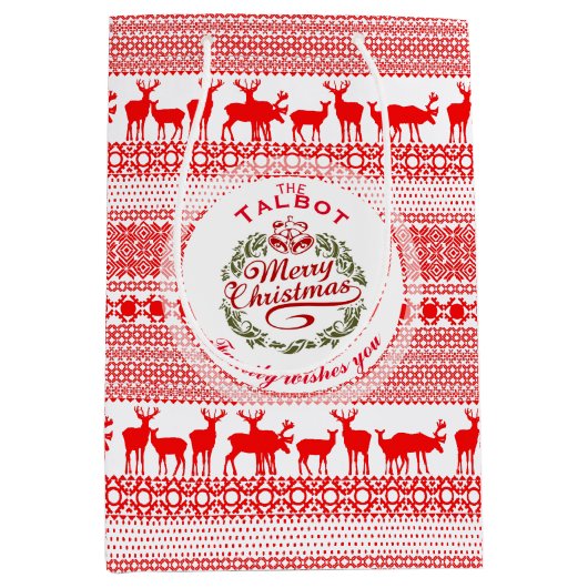 メリークリスマス伝統的パーソナライズされた抱き枕 ミディアムペーパーバッグ (正面)