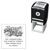 メリークリスマス伝統的フローラパーソナライズされた セルフインキングスタンプ (インサイチュ)