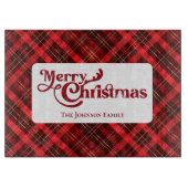メリークリスマス伝統的レッドプレイドタータンチェックパーティー カッティングボード (正面)
