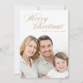 メリークリスマス伝統的金ゴールド写真 シーズンカード (正面)