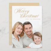 メリークリスマス伝統的金ゴールド写真 シーズンカード (正面/裏面)