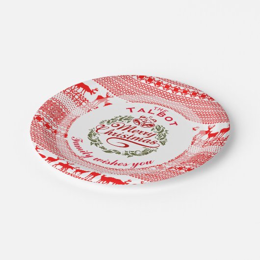 メリークリスマス伝統的Pパーソナライズされたプレート ペーパープレート (アングル)