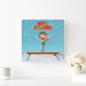 メリークリスマス体操小妖精や小人 スクエア壁時計 (ホーム)