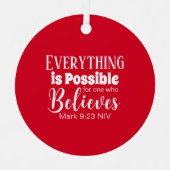 メリークリスマス信じバイブルバース聖書赤 メタルオーナメント (正面)