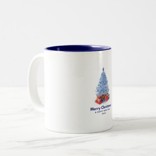 メリークリスマス傘の木&ギフトズマグカップ ツートーンマグカップ (正面左)