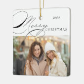 メリークリスマス写真と書エレガント道 セラミックオーナメント (左)
