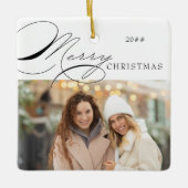 メリークリスマス写真と書エレガント道 セラミックオーナメント (正面)