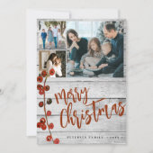 メリークリスマス写真の素朴な木 シーズンカード (正面)