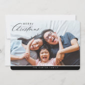 メリークリスマス写真エレガント書道ブラック シーズンカード (正面)