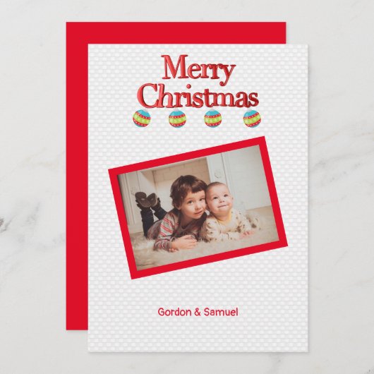 メリークリスマス写真オーナメント署名 シーズンカード (正面/裏面)