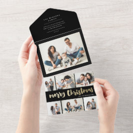 メリークリスマス写真コラージュ休暇 オールインワン招待状